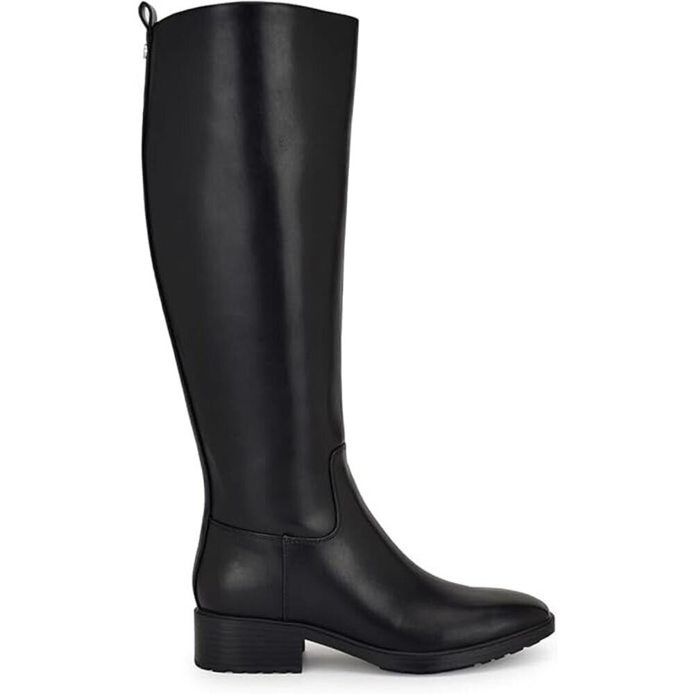 Calvin Klein Women's Botina Leather Zipper Knee-High Boots, Black Size 7.5M